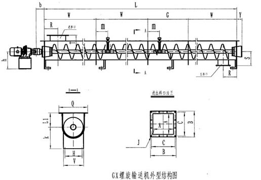 GX型螺旋輸送機(jī)尺寸